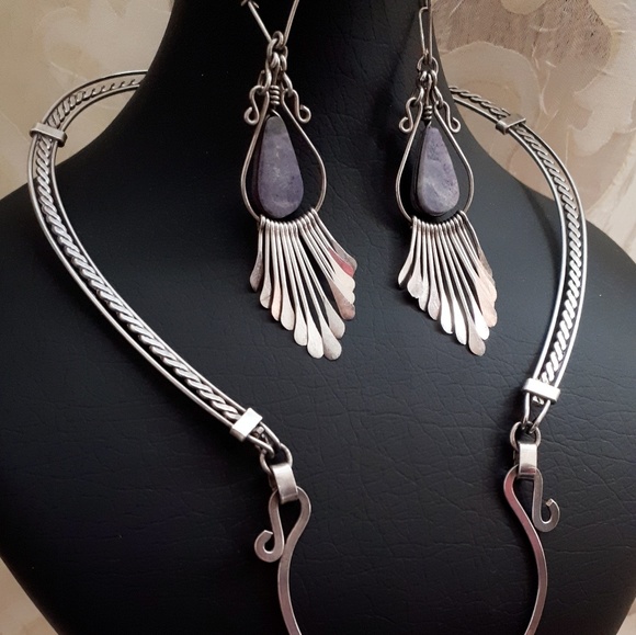 Vintage handmade set of necklace and earrings - Picture 2 of 8